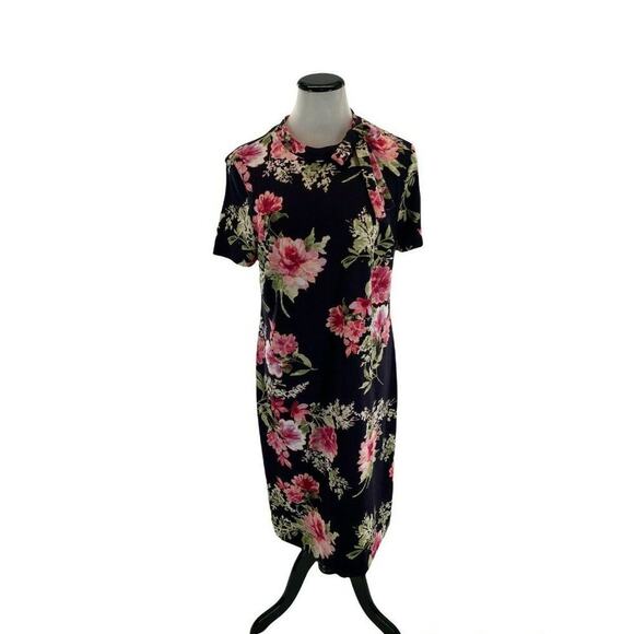 Shelby & Palmer Dresses & Skirts - Shelby & Palmer Dress Womens Sz 12 Multicolor Floral Neck Bow Back Zipper Sheath